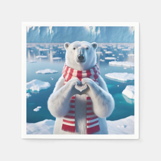 Polair Beer met poten die een hart vormen Servet (Voorkant)