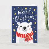 Polair beer met sjaal kerst kaart (Voorkant)