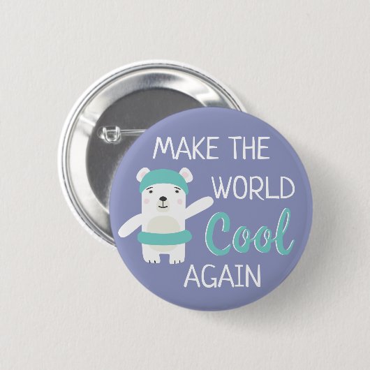 Polair beer met zwemring klimaatverandering ronde button 5,7 cm (Voorkant /achterkant)