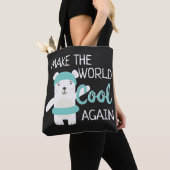 Polair beer met zwemring klimaatverandering tote bag (Dichtbij)