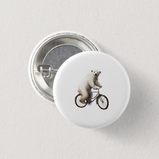 Polair Beer op fiets Ronde Button 3,2 Cm (Voorkant /achterkant)