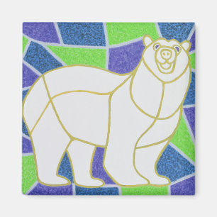 Polair Beer op Glas in lood Magneet