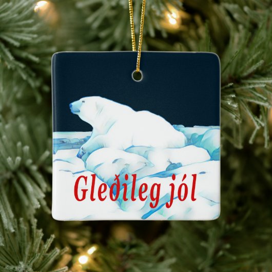 Polair Beer op ijs - Gleðileg Jól Keramisch Ornament (Boom)