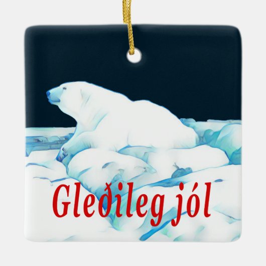 Polair Beer op ijs - Gleðileg Jól Keramisch Ornament (Voorkant)