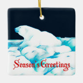 Polair Beer op ijs - Groeten van het seizoen Keramisch Ornament (Voorkant)