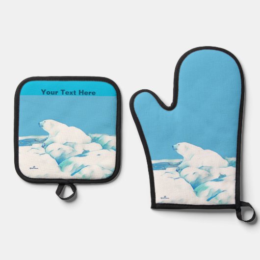 Polair Beer op ijs Ovenwant & Pannenlap Set (Voorkant)