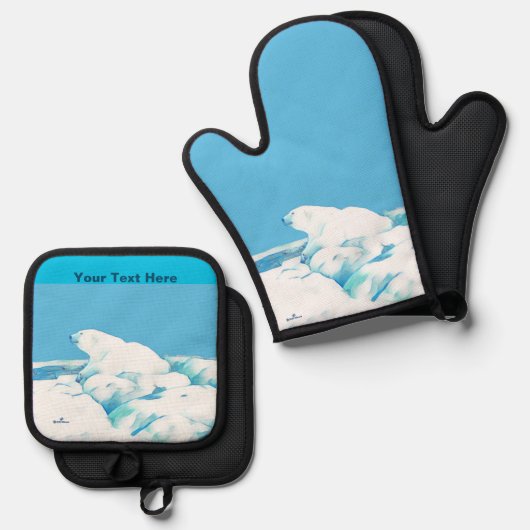 Polair Beer op ijs Ovenwant & Pannenlap Set (Voorkant / Achterkant)