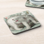  polair beer op ijsberg - winterillustratie bier onderzetter (Linkerzijde)