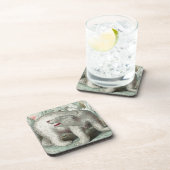  polair beer op ijsberg - winterillustratie bier onderzetter (Rechterzijde)