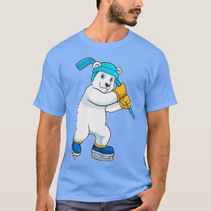 Polair beer op ijshockey met ijshockeystick t-shirt