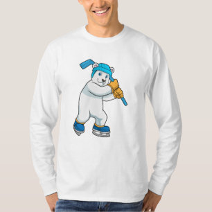 Polair beer op ijshockey met ijshockeystick t-shirt