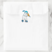 Polair beer op ijshockey met ijshockeystick vierkante sticker (Tas)