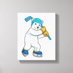 Polair beer op ijshockey met sticker canvas afdruk