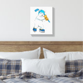 Polair beer op ijshockey met sticker canvas afdruk (Insitu (Slaapkamer))