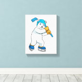 Polair beer op ijshockey met sticker canvas afdruk (Insitu (Houten vloer))