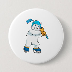 Polair beer op ijshockey met sticker ronde button 7,6 cm