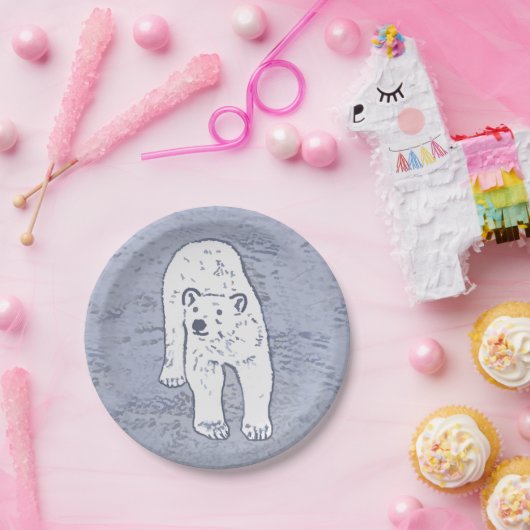 Polair Beer op ijsschilderen - Oorspronkelijke Wil Papieren Bordje (Feest)