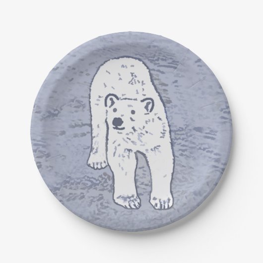 Polair Beer op ijsschilderen - Oorspronkelijke Wil Papieren Bordje (Voorkant)