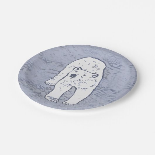 Polair Beer op ijsschilderen - Oorspronkelijke Wil Papieren Bordje (Gekanteld)