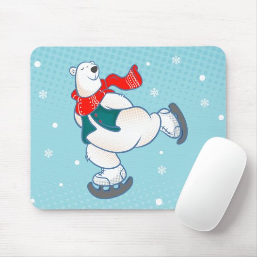 Polair beer op schaatsen muismat (Met muis)