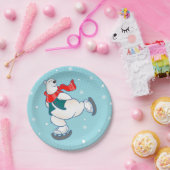 Polair beer op schaatsen papieren bordje (Feest)