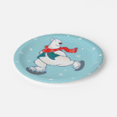 Polair beer op schaatsen papieren bordje (Gekanteld)