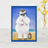 Polair Beer op tropisch wenskaart Kaart (Gele Bloem)