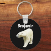 Polair Beer op zwarte Sleutelhanger met persoonlij (Voorkant)