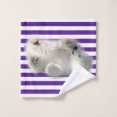 Polair Beer Paarse Stripe Bathroom-handdoekjes Bad Handdoek (Wasdoekje)