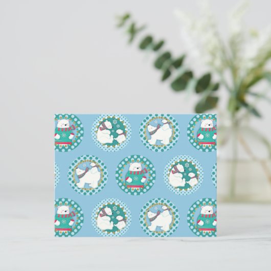 Polair Beer Patroon - Cute Winter Feestdagen Briefkaart (Staand voorkant)