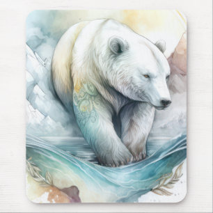 Polair Beer Portret Dierenschilderij Wildlife Snow Muismat