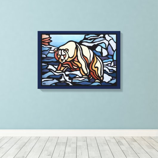 Polair Beer schilderen Canadees Wildlife Canvas af Afdruk (Insitu (Houten vloer))
