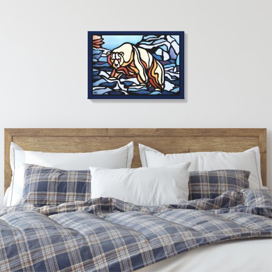 Polair Beer schilderen Canadees Wildlife Canvas af Afdruk (Insitu (Slaapkamer))