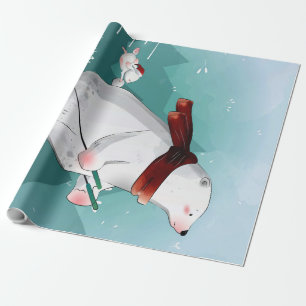Polair Beer Skiing Cadeau voor Baby Cadeaupapier