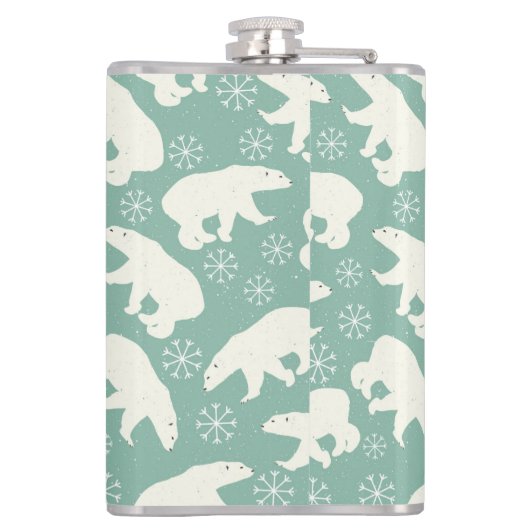 Polair Beer Snowflakes Blue White Winter Pattern Heupfles (Achterkant)