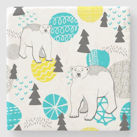 Polair beer stenen onderzetter (Voorkant)