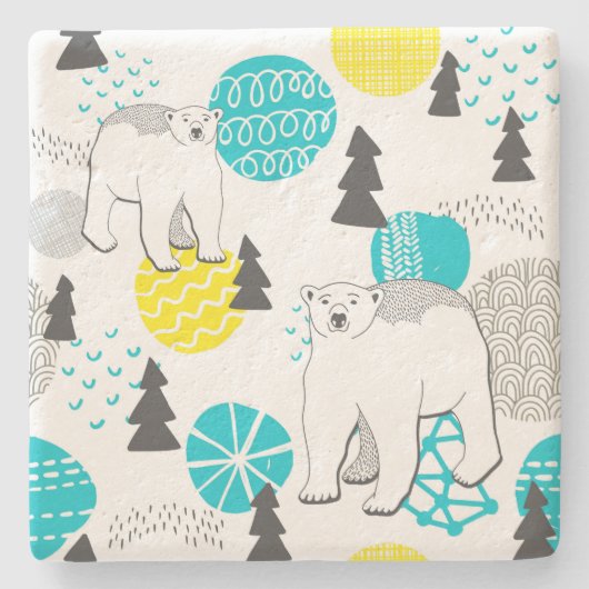 Polair beer stenen onderzetter (Voorkant)