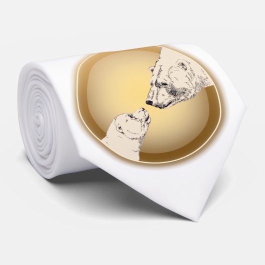 Polair Beer Stropdas w. Cub Stropdas Wildlife Art  (Opgerold)