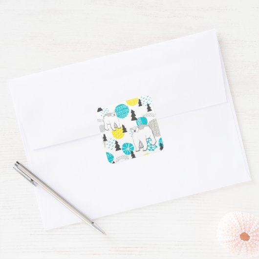 Polair beer vierkante sticker (Envelop)