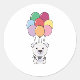 Polair Beer vliegt op met kleurrijke ballonnen Ronde Sticker