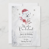 polair beer winter op jaarland verjaardagsuitnodig kaart (Voorkant)