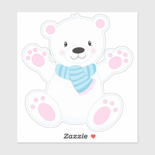 Polair Beer, wit Beer, Beer met klauw, Beer met ka Sticker (Vel)