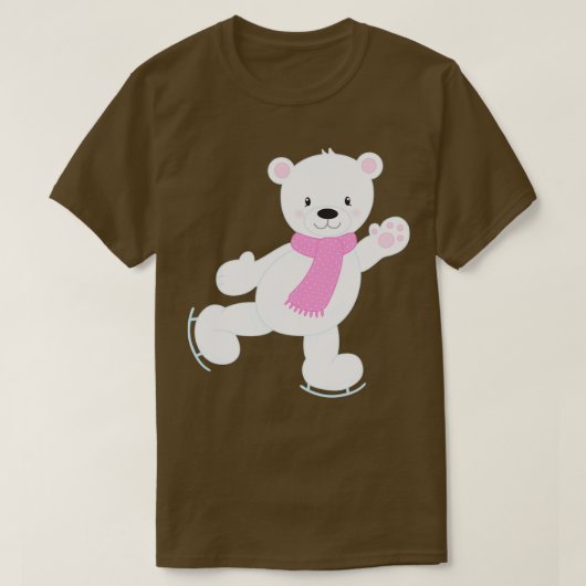 Polair Beer Wit Beer IJsschaatsen Beer Scarf T-shirt (Design voorkant)