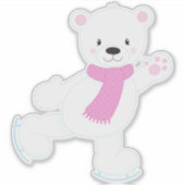 Polair Beer, wit Beer, ijsschaatsen, Beer Sticker (Voorkant)