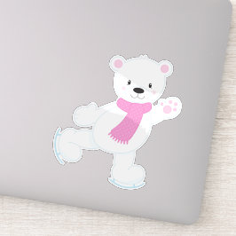 Polair Beer, wit Beer, ijsschaatsen, Beer Sticker