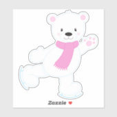 Polair Beer, wit Beer, ijsschaatsen, Beer Sticker (Vel)