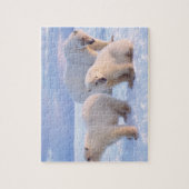 Polair beer zeug met cubs op pakijs aan de kust legpuzzel (Verticaal)