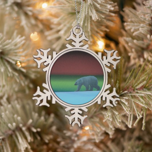 Polair licht Beer Tin Sneeuwvlok Ornament (Boom)