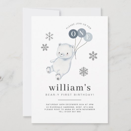 Polaire Beer Balloons 1e verjaardag uitnodiging (Voorkant)