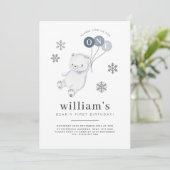 Polaire Beer Balloons 1e verjaardag uitnodiging (Staand voorkant)